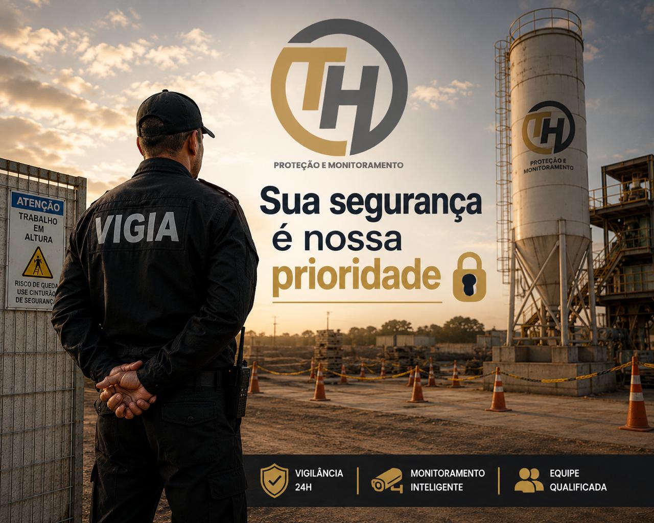 Vigia em obra ao amanhecer